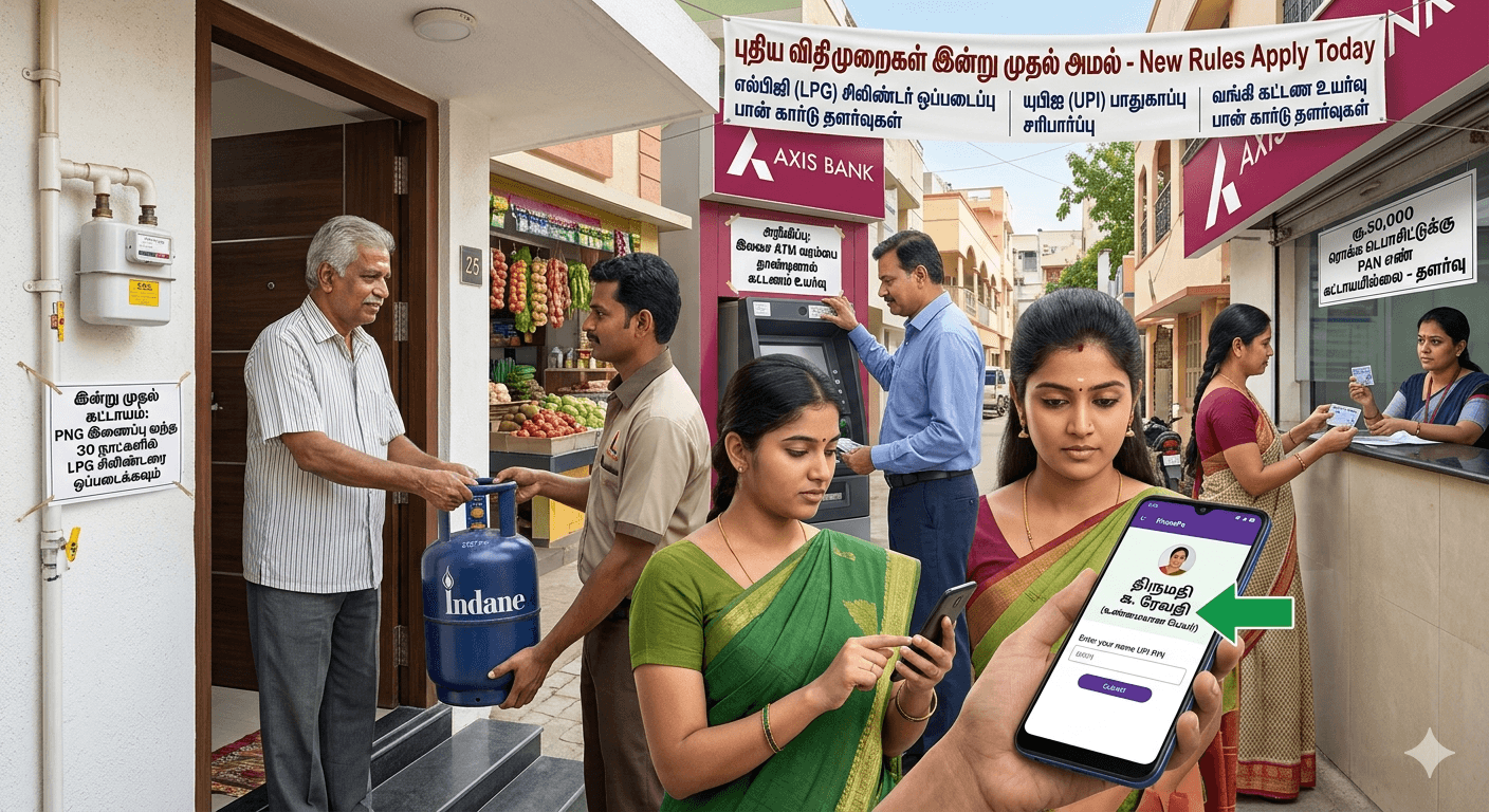 உங்கள் பாக்கெட்டைப் பாதிக்கும் புதிய மாற்றங்கள்: கேஸ், யுபிஐ முதல் வங்கி வரை இன்று முதல் மாறும் அதிரடி விதிமுறைகள்!