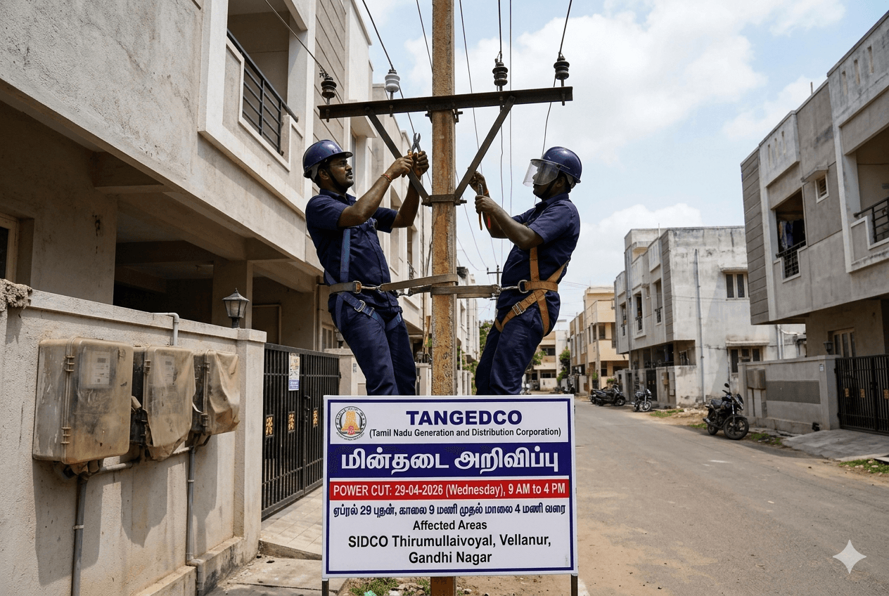 நாளை மின்தடை: சென்னையில் பராமரிப்பு பணிகளுக்காக மின்சாரம் நிறுத்தப்படும் பகுதிகள் எவை? - மின்வாரியம் அறிவிப்பு!