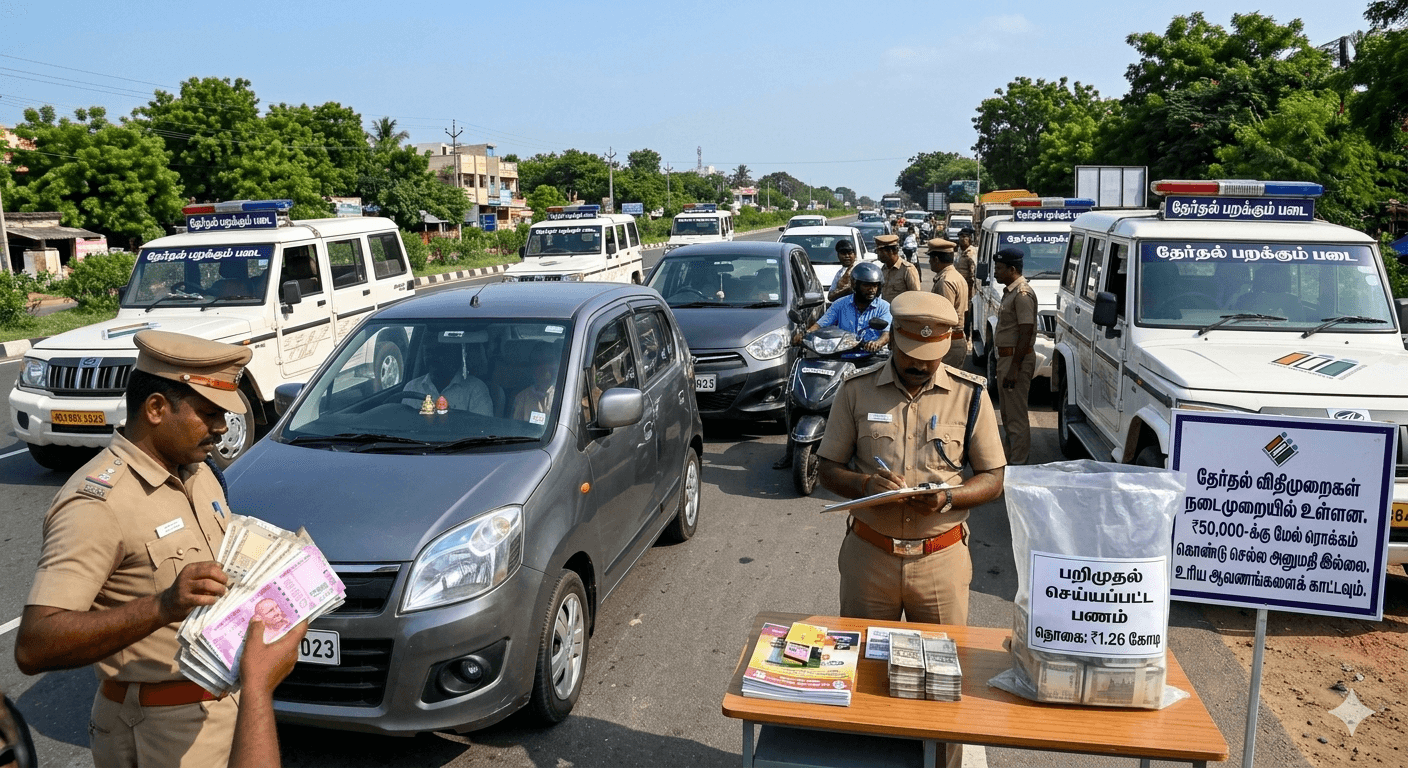 தமிழகத்தில் 2,106 பறக்கும் படைகள் நியமனம்; முதல் நாளிலேயே ரூ. 1.26 கோடி பறிமுதல்!