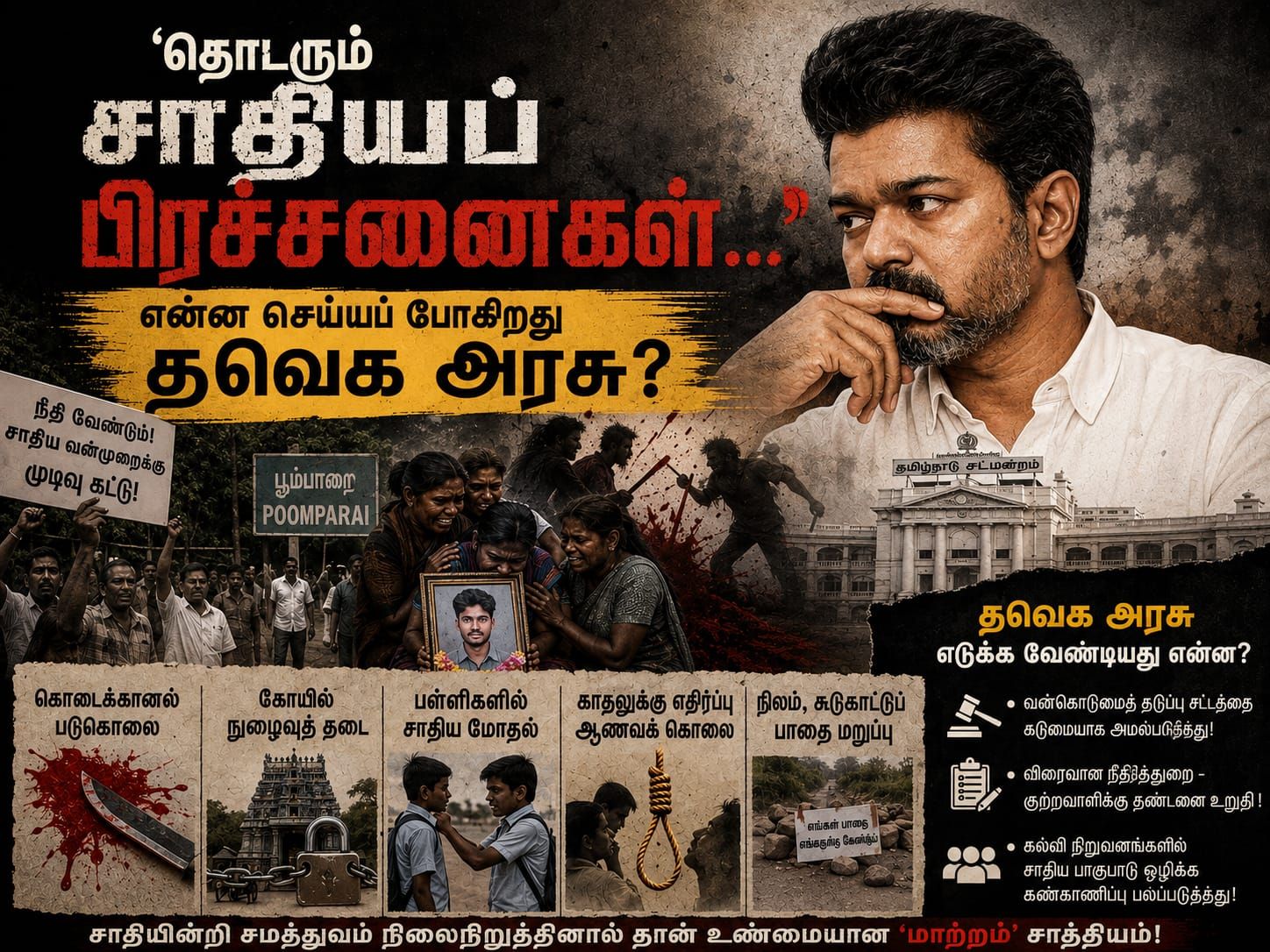 "‘தொடரும் சாதியப் பிரச்சனைகள்...’: என்ன செய்யப் போகிறது தவெக அரசு?" கொடைக்கானல் படுகொலை முதல் கோயில் நுழைவுத் தடை வரை; எழும் கேள்விகளும் கள நிலவரங்களும்!