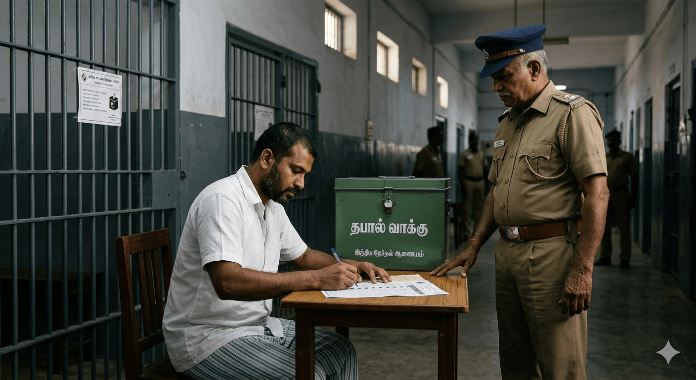 சிறையிலும் தொடரும் ஜனநாயகக் கடமை! தமிழக சட்டமன்றத் தேர்தலில் தபால் மூலம் வாக்களிக்க 61 கைதிகளுக்கு அனுமதி